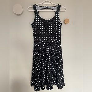 Black Smart Set Dress with White Polka Dots and Key Hole Back.